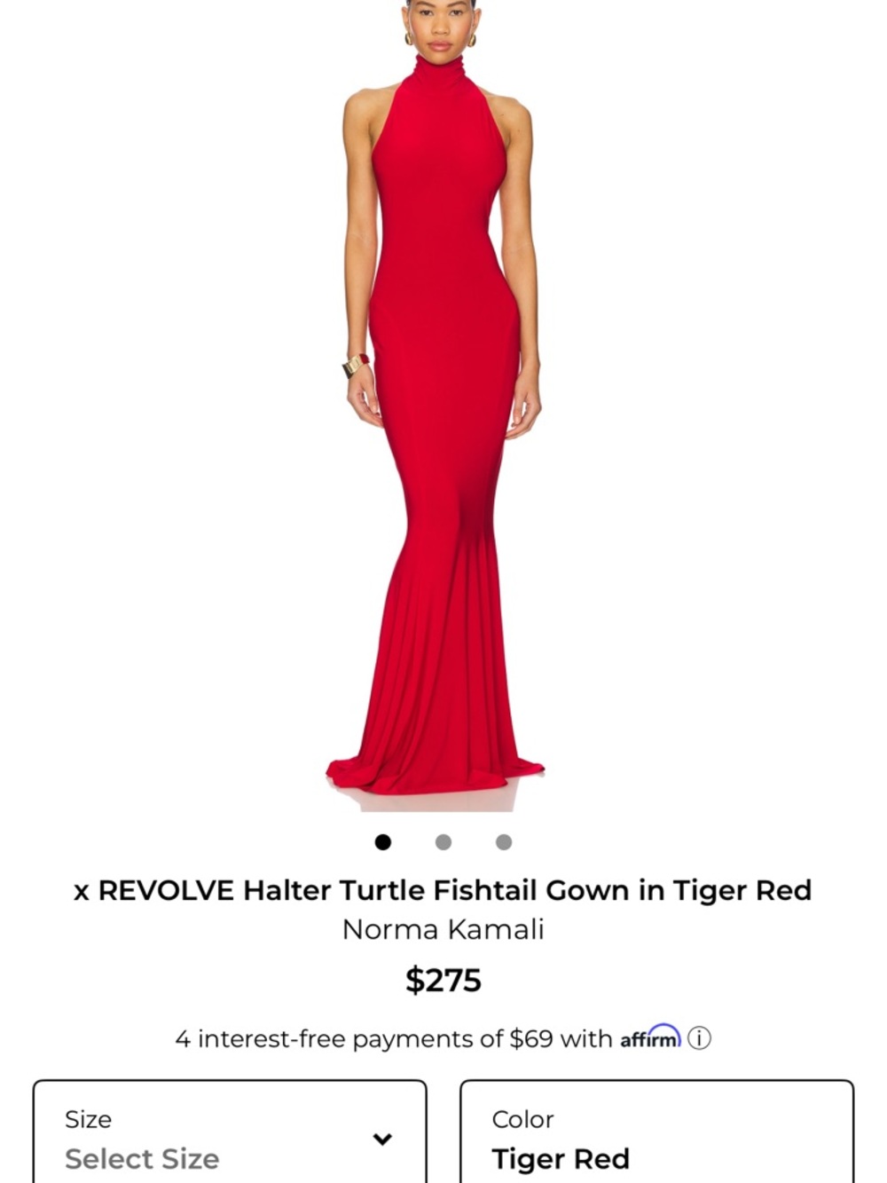 Norma Kamali Red Halter Fishtail Gown